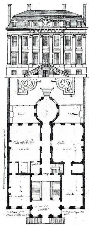 Alkoofkamer Plattegrond. In het ontwerp uit 1712 heeft Marot ook precies de plaats van het bed aangegeven.