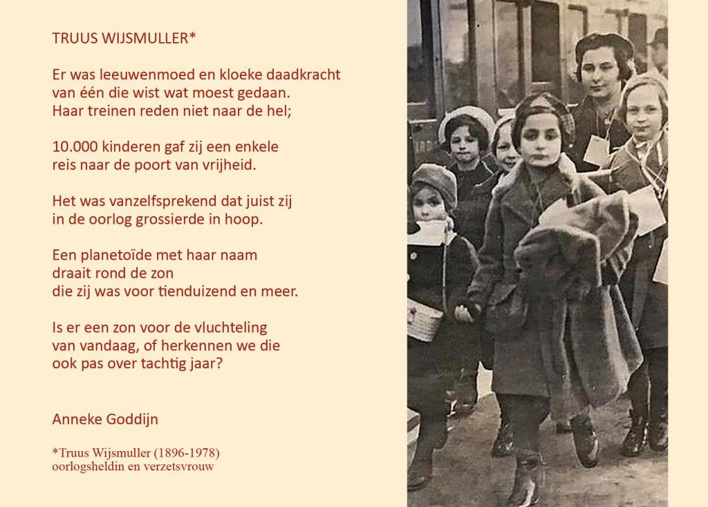 Gedicht stadsdichter Anneke Godijn over Truus Wijsmuller