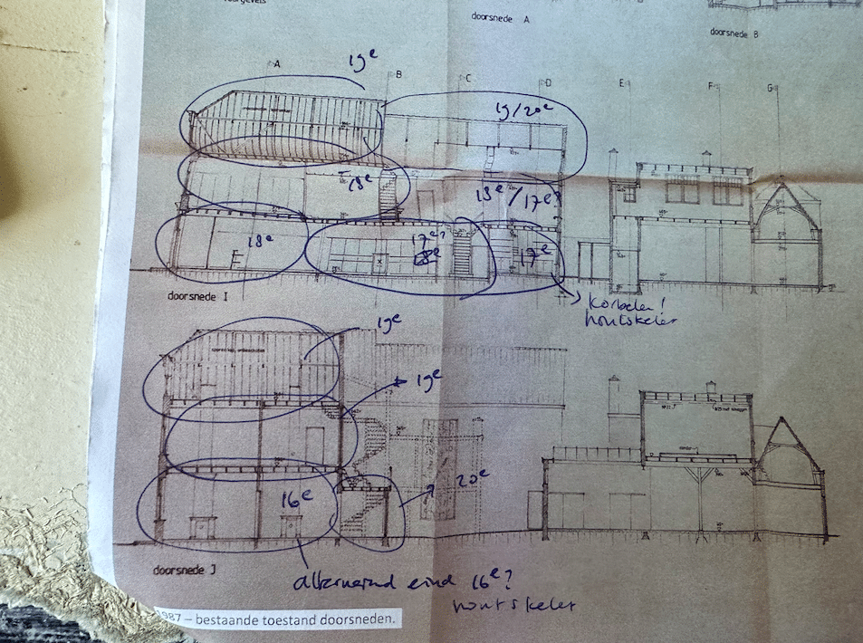 Voordam bouwtekening