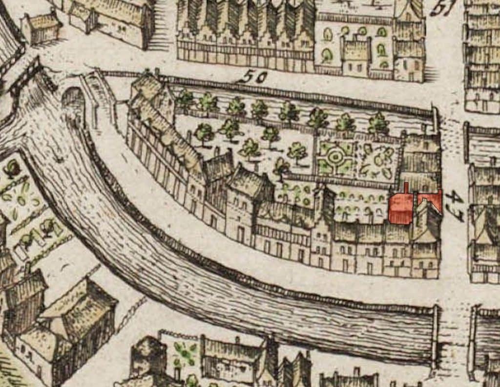 Opgravingen Gulden Vlies afb 2 1649 kaart Ioan Blaeu uitsn Lindegracht rood Gulden Vlies