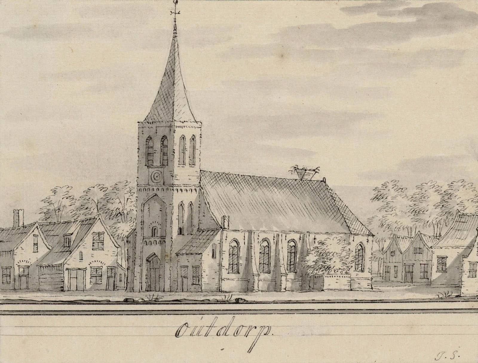 De Terp | Het ‘Witte Kerkje’ met ooievaarsnest.