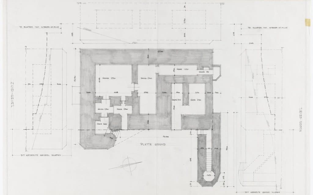 Ontwerptekening bunker aan het Ritsevoort bij de Molen van Piet