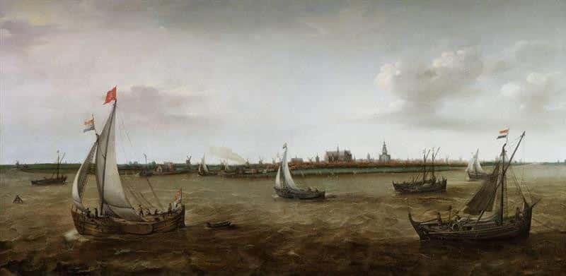 Zicht op Alkmaar vanaf het Schermeer. 1638. Hendrik Cornelisz. Vroom. Stedelijk Museum Alkmaar.