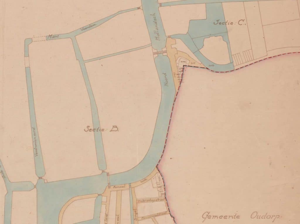 Kaart uit 1928 van de bebouwde kom van Alkmaar uit de beeldbank van Regionaal Archief Alkmaar