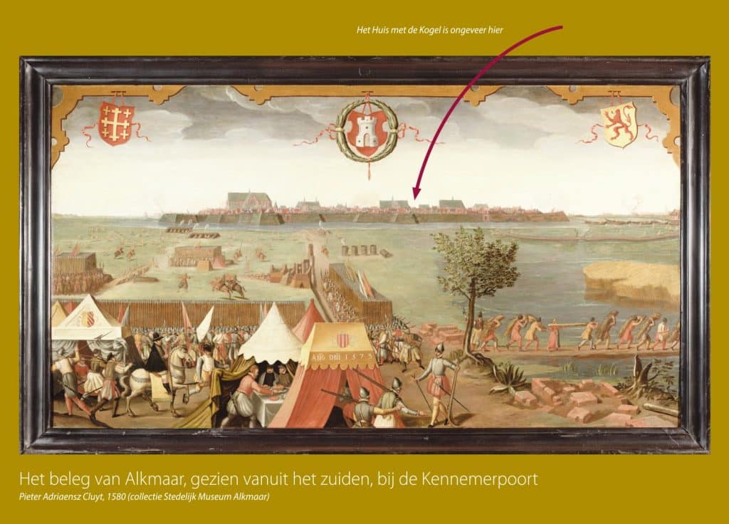 Het beleg van Alkmaar, gezien vanuit het zuiden, bij de Kennemerpoort. Pieter Adriaensz Cluyt, 1580. Collectie Stedelijk Museum Alkmaar.