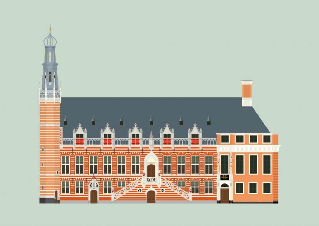 Stadhuis Alkmaar. Ansichtkaart van Kunstenaar Frank Kuin ditismijnkunst.nl