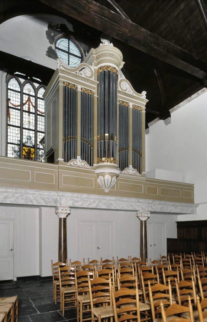 Orgelbalkon De Rijp - het orgel van Witte voor de versterking van de balkenlaag onder het orgel