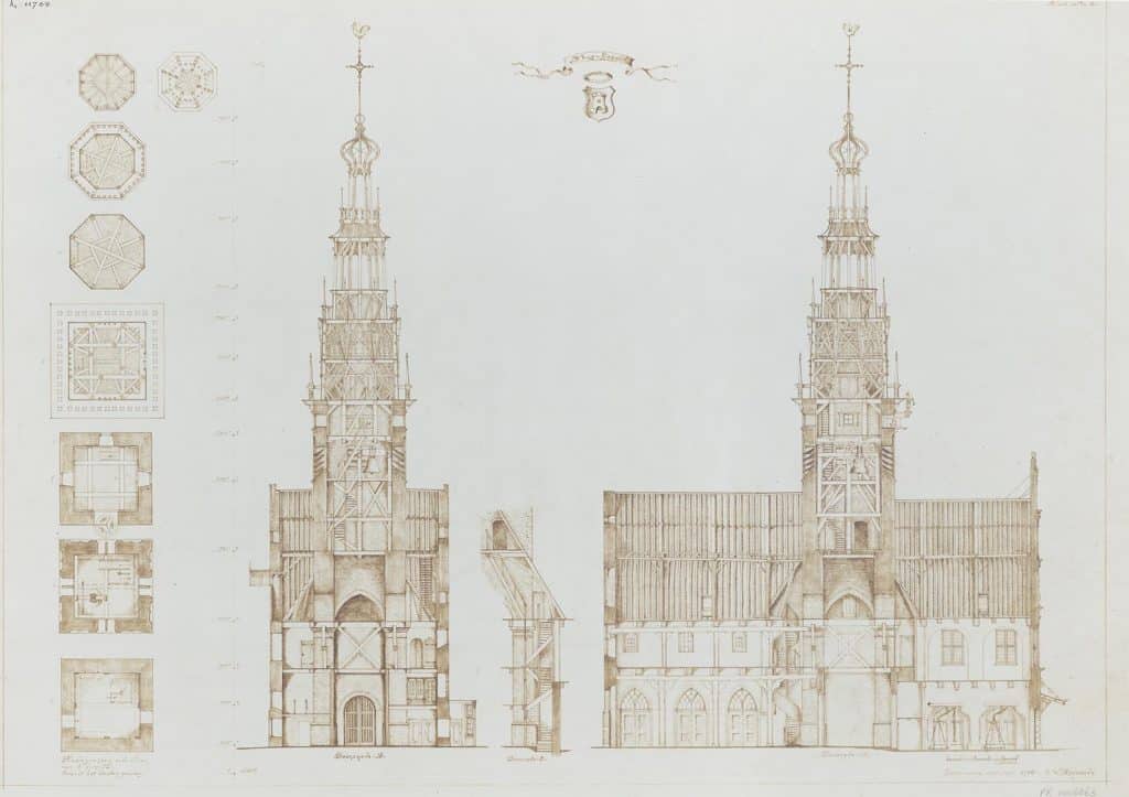 Ontwerptekening van de Waag. C.W. Royaards 1958.
