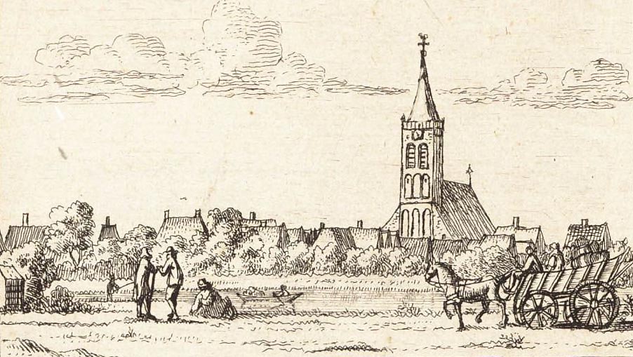 Prent A Zeeman 1732 gezicht op Schermerhorn