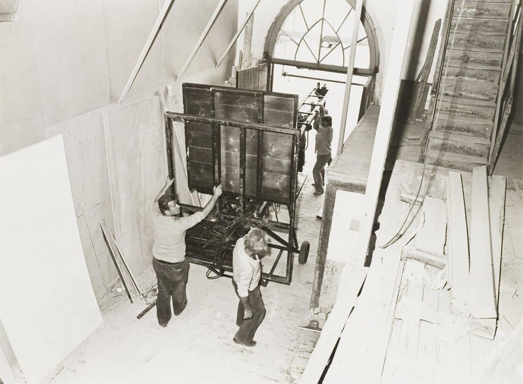 Waaggebouw tijdens de restauratie van de romp in 1976-1978