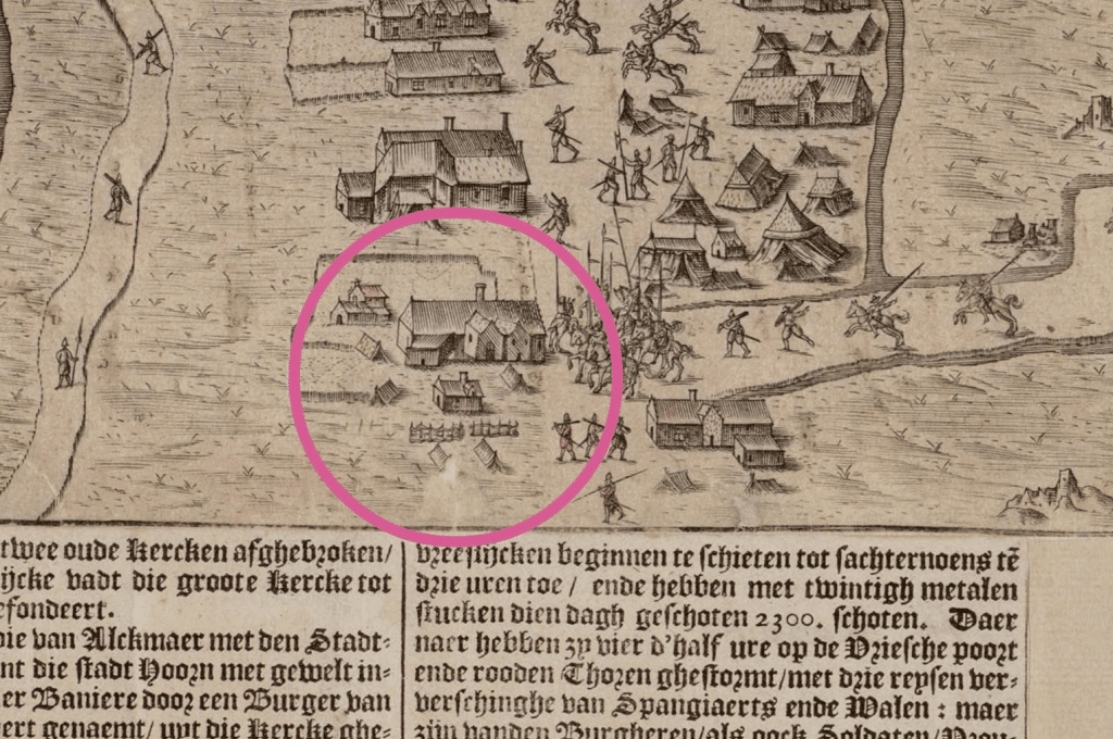 Oudorp op oude prenten van het beleg van Alkmaar in 1573
