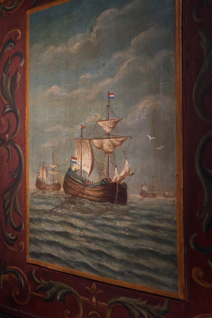 Schilderij van de walvisvaart in Museum in t Houten Huis in De Rijp