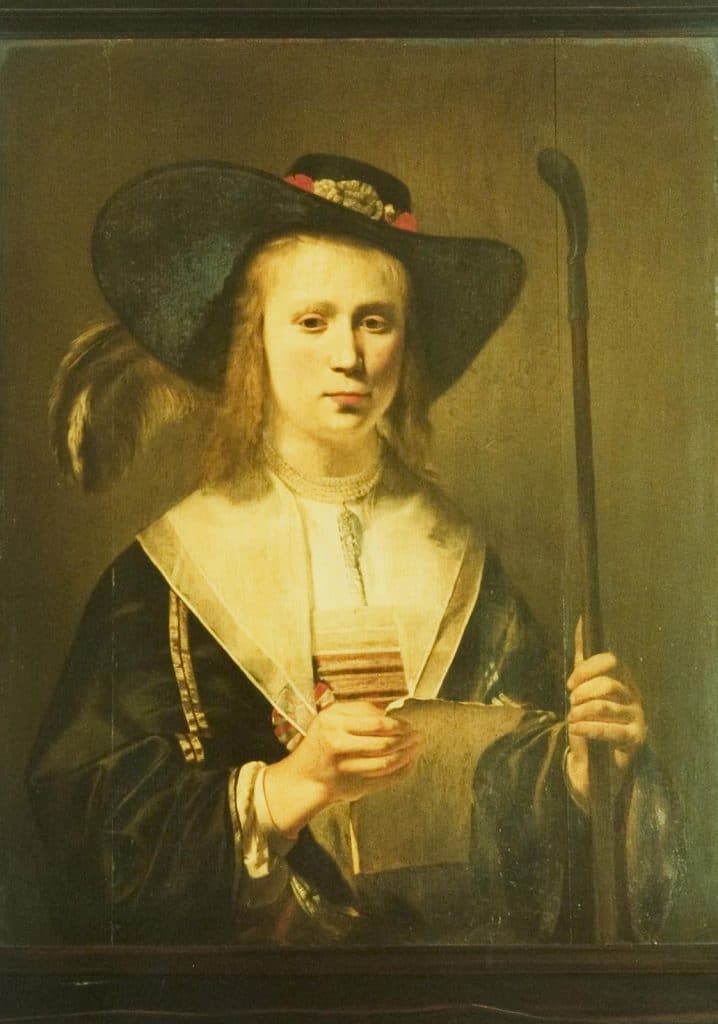 Portret van Maria Van Nordingen in het Huis van Achten. Maria van Nordingen was de zus van Johan van Nordingen de jonge. Foto J. Elsinga 1986.