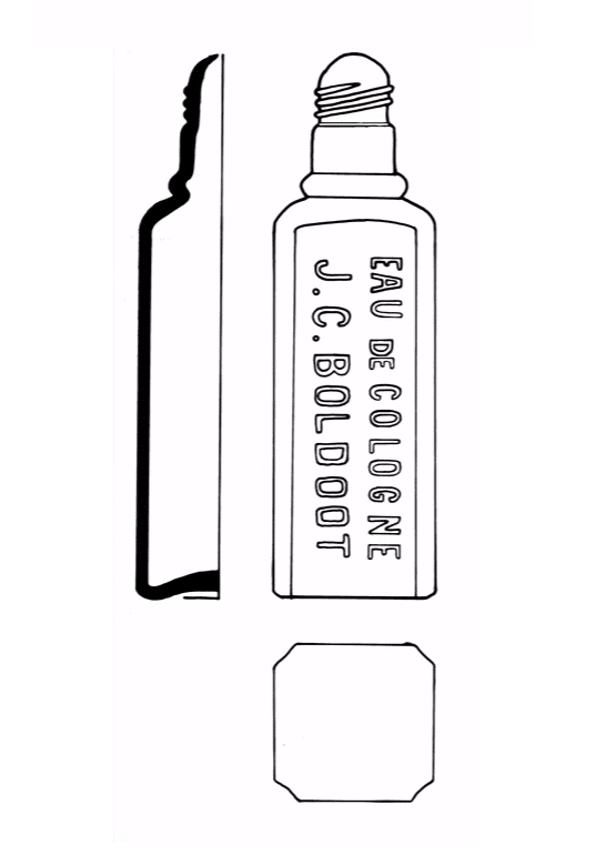 Tekening van het boldoot Eau de cologne flesje