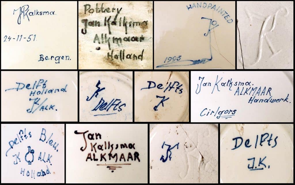 Achterzijdes van aardenwerk met de handtekening van Jan Kalksma.