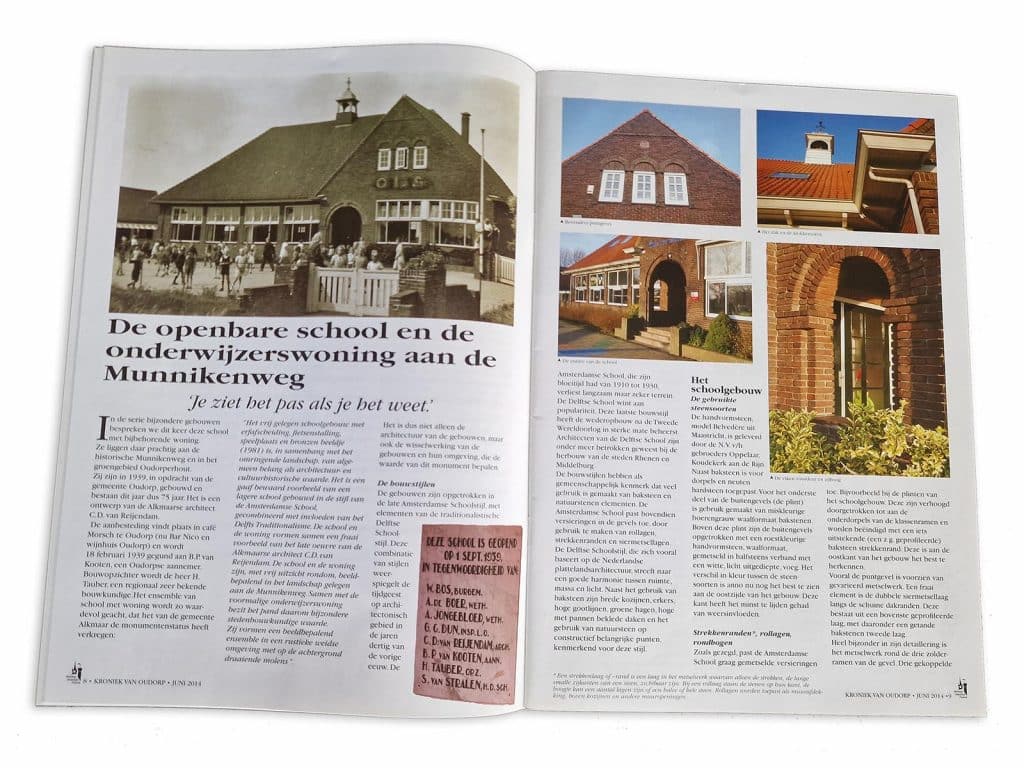 Artikel in een magazine over de onderwijzerswoning aan de Munnikenweg.