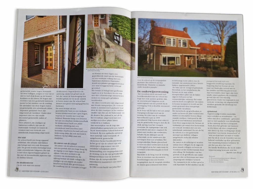 Artikel in een magazine over de onderwijzerswoning aan de Munnikenweg.