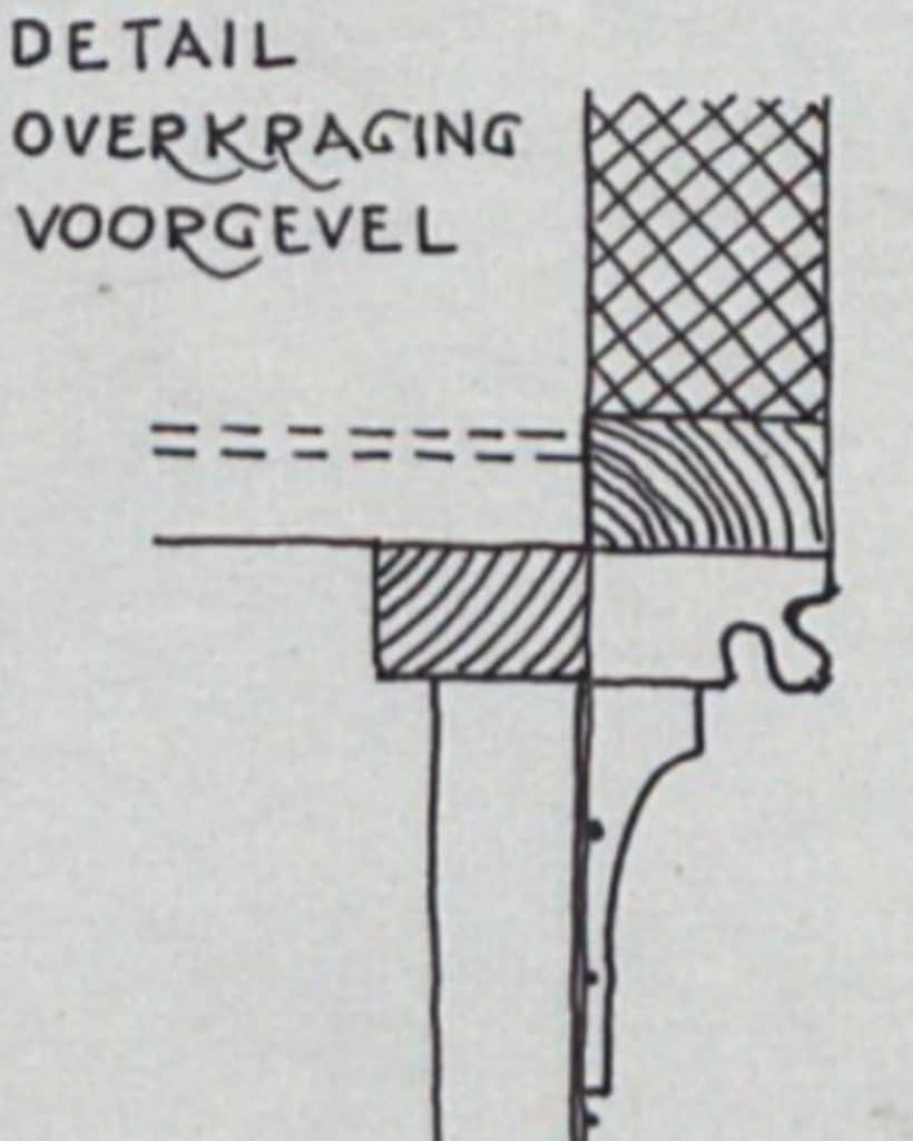 Tekening van de peerkraal van de winkelpui Kanisstraat 1