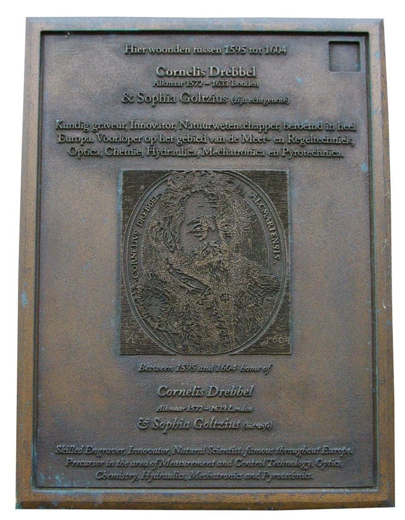 Plaquette van het woonhuis van Cornelis Drebbel aan het Hofje van Bijlevelt