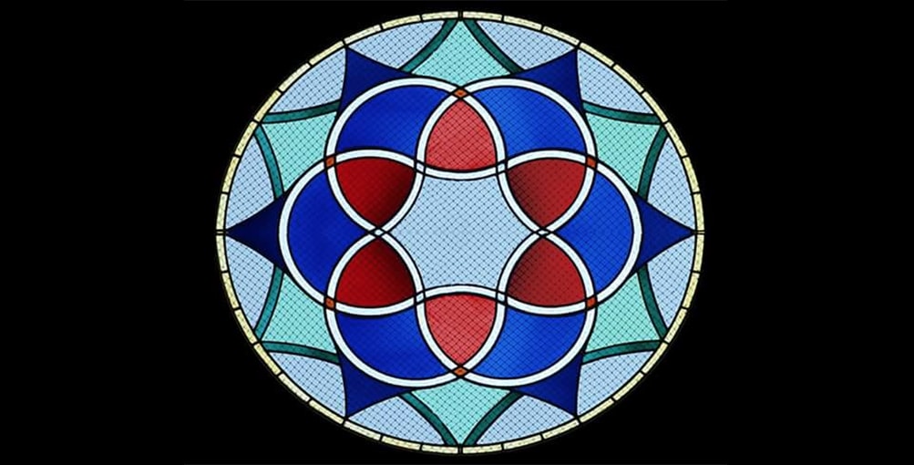 Glas-in-loodraam van de Alkmaarse Synagoge. Foto Mike Bing